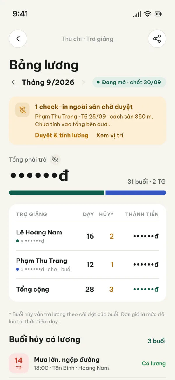 Tập Xíu – Thu chi → Bảng lương