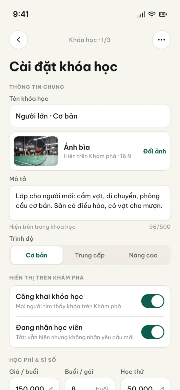 Tập Xíu – Quản lý → Khóa học → Tạo khóa