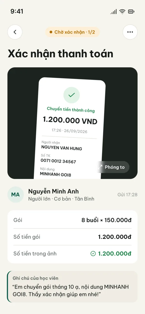 Tập Xíu – Thu chi → Chờ xác nhận